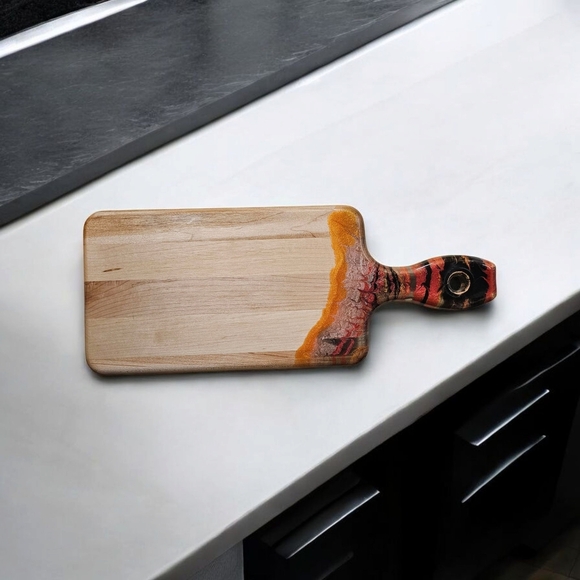 Canadian Maple Charcuterie Board With Colourful Resin Accent Artisian Made - Picture 1 of 5